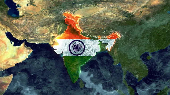 India and surrounding Asia on the map