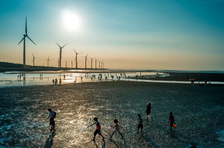 Wind turbine array at the coast