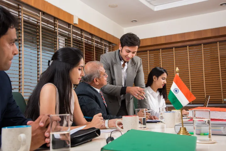 Indian business team in a corporate meeting