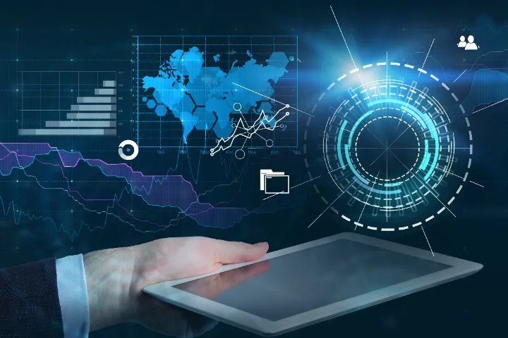 Data and technology on a tablet interface